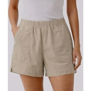Misslook Khaki Casual Shorts Womens L Biege Tan Pockets Elastic Waist Classic